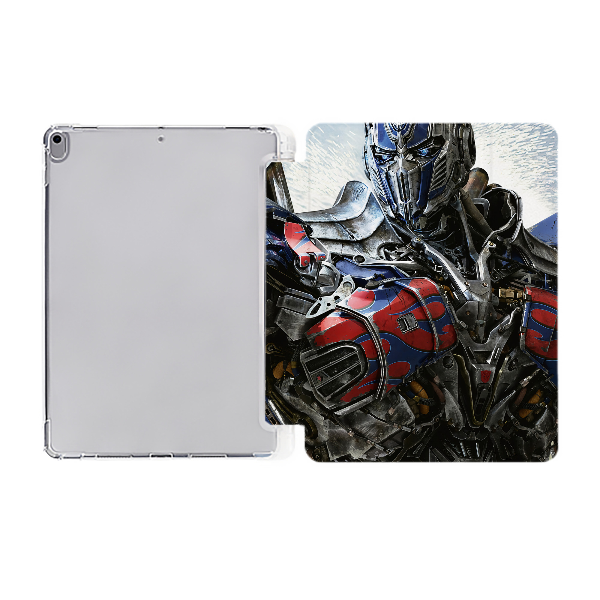 （画像用） Transformers トランスフォーマー IPad ケース ペン収納付き 三つ折りスタンド PUレザー×シリコン 対応機種9.5/10.5/10.9インチ